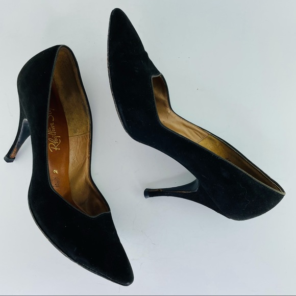 Vintage Rhythm Step Black Velvet Pumps -Size 6.5 - Picture 3 of 10